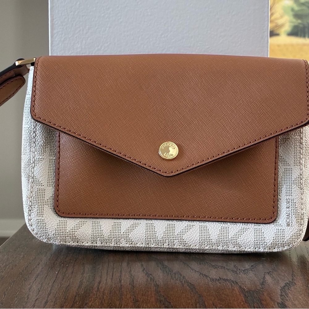 MICHAEL Michael Kors Brown and Cream Crossbody Bag
